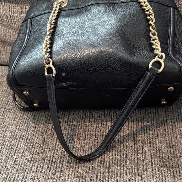 Coach Black Leather Shoulder Bag with Gold Accents - Picture 5 of 7